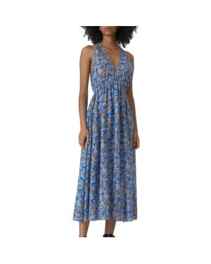 Closed Allover Print Dress - Blue