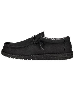 HEYDUDE Wally 40700-060 Mensblack Canvas Slip-On Moc Toe Casual Shoes Liq958