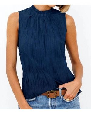 Go> By Go Silk Vintage High Neck Shell Top - Blue