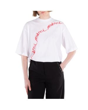 Marni Wavy Logo Cotton-Jersey T-Shirt - White