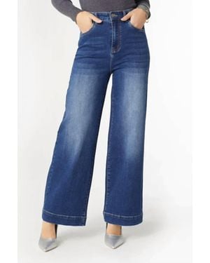 Coco + Carmen Everstretch High Rise Wide Leg Jeans - Blue