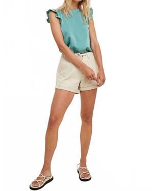 Wishlist Cool & Collected Satin Ruffle Sleeve Blouse - White