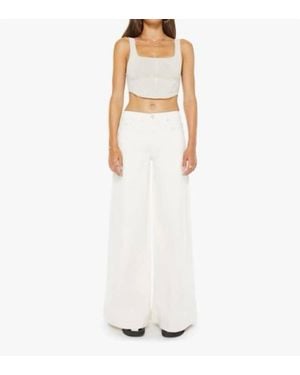 Mother Mid Rise Headliner Sneak Jeans - White
