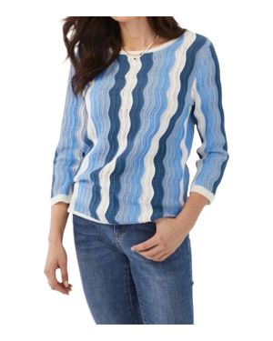 Fdj Pointelle Wave Sweater - Blue
