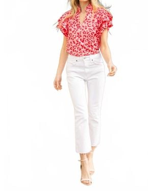 Voya Casey Puff Bubble Sleeve Top - Red