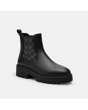 COACH Lucy Chelsea Boot With Signature Polyester - Black