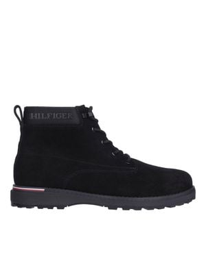 Tommy Hilfiger Treaded Sole Suede Leather Boots - Blue