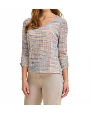 Fdj 3/4 Sleeve V-Neck Top - Gray