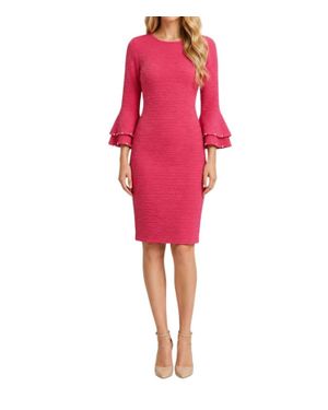 Allen Kay Pearl Semi Sleeve Dress - Red