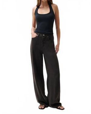 Pistola Sydney High Rise Linen Bowed Wide Pants - Black