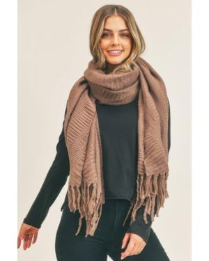 TRUEDAMES Solid Pleated Scarf - Blue