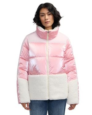Scotch & Soda Selma Short Boxy Stand Collar Puffer Jacket - Pink