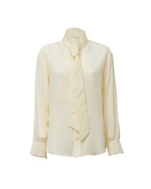 Victoria Beckham Ivory Crêpe De Chine Scarf Neckline Blouse - White