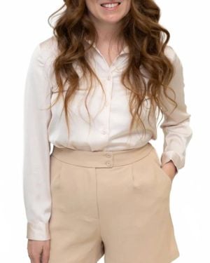 Skies Are Blue Beckett Satin Button Down - Natural