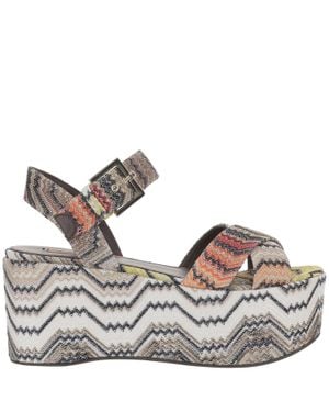 Missoni Zigzag Platform Viscose-Blend Sandals - Gray