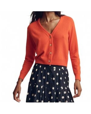 The Great The Cashmere Tiny V Neck Cardigan - Red