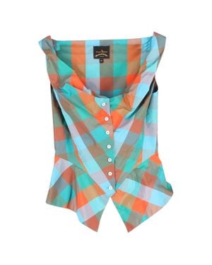 Vivienne Westwood Anglomania Checked Peplum Top - Blue