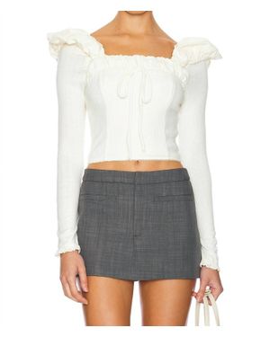 For Love & Lemons Aliyah Pointelle Top - Gray