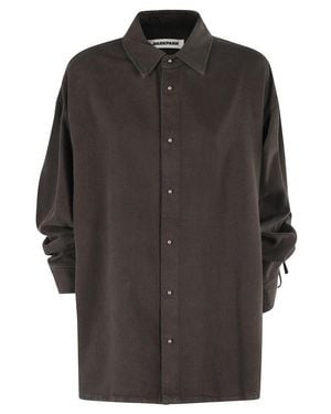 DARKPARK Keanu Tencel Denim Rouche Shirt - Gray
