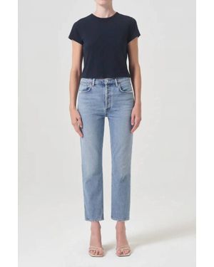 Agolde Riley Crop High Rise Straight Jeans - Blue