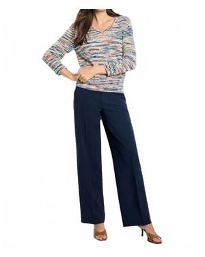 NIC+ZOE Marissa Mixed Up V-Neck Sweater - Blue