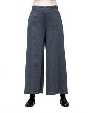 cut-loose Mini Check Wide Leg Pant - Blue