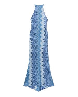 MC2 Saint Barth Long Tony Dress Degradé Raschel Fabric - Blue