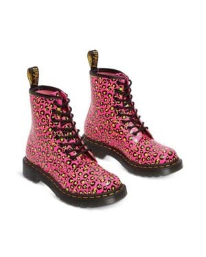 Dr. Martens 1460 Clash Loud Leopard Smooth - Red