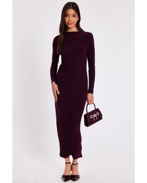 Quiz Ity Long Sleeve Maxi Dress - Purple