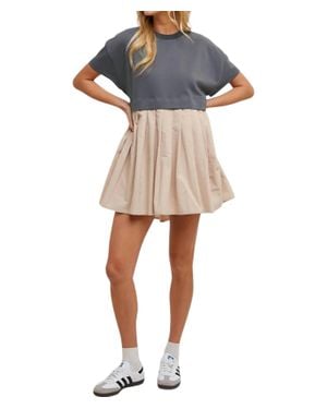 Wishlist French Terry Contrast Mini Dress - Natural