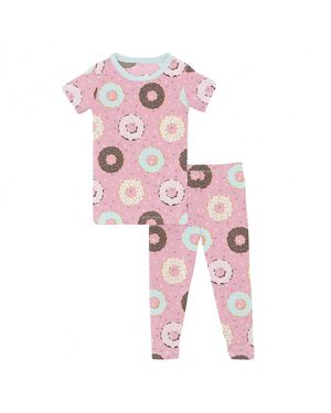 KICKEE Baby Girl's Short Sleeve Pajama Set - Pink