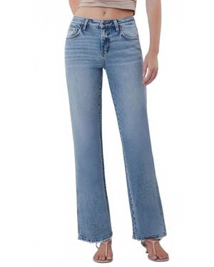 Flying Monkey Mid Rise Full Length Slim Wide Leg Jean - Blue