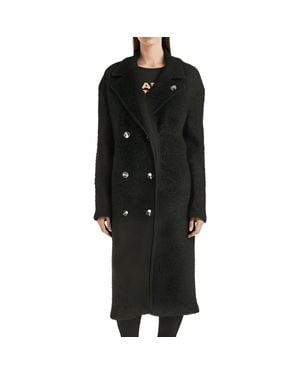 Karl Lagerfeld Double-Breasted Wool Overcoat - Black