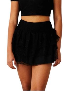 Theme Gemma Mesh Bow Mini Skirt - Black