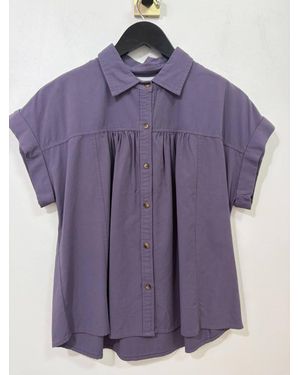Eesome Button Down Blouse - Purple
