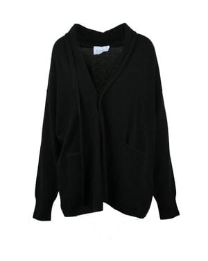 Kaos V-Neck Open-Front Wool Cardigan - Black
