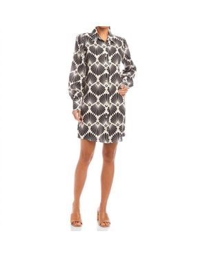Karen Kane Blouson Sleeve Linen Shirtdress - Black