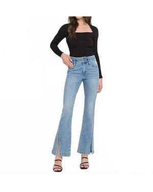 Flying Monkey High Rise Split Hem Flare Jeans - Blue