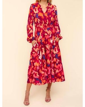 Haptics Fit & Flare Floral Dress - Red