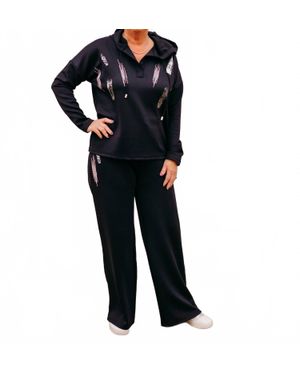 FRANK LYMAN Casual Relaxed Full-Length Trouser Pants - Black