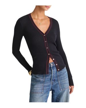 Madewell Cardigan Sweater Dark Merino Wool V-Neck Gbo3758 - Black