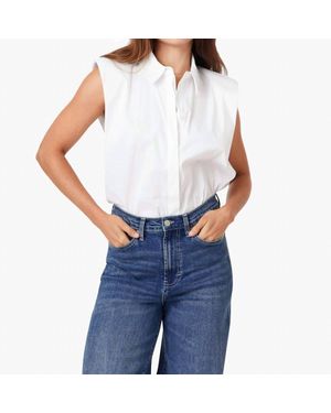 Habitual Sleeveless Shoulder Pad Shirt - Blue