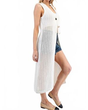 Eesome Seaside Stroll Crochet Sleeveless Cardigan - White