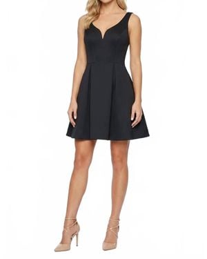 Ali Ro Notch V-Neck Pleated Fit And Flare Party Dress - Black
