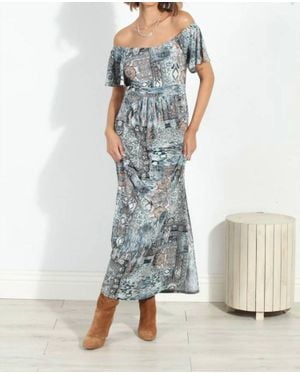 Veronica M Short Sleeve Empire Maxi Dress - Blue