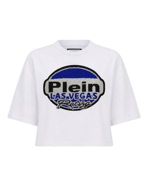Philipp Plein Crop T-Shirt Las Vegas Racing - Blue