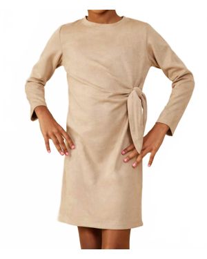 Hayden LA Vegan Suede Side Tie Dress - Natural