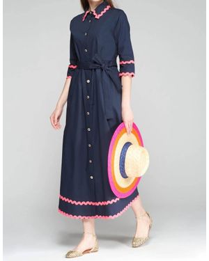 Vilagallo Natalia Midi Shirt Dress - Blue