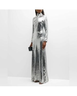 Simon Miller Sequin Sculpty High Collar Maxi Dress - Gray