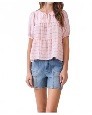 TCEC Tip Tie-Neck Peplum Top - Blue